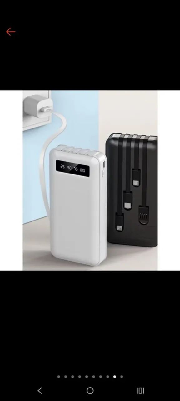 Carregador Portátil 20.000 MAH Duplo com Display Digital