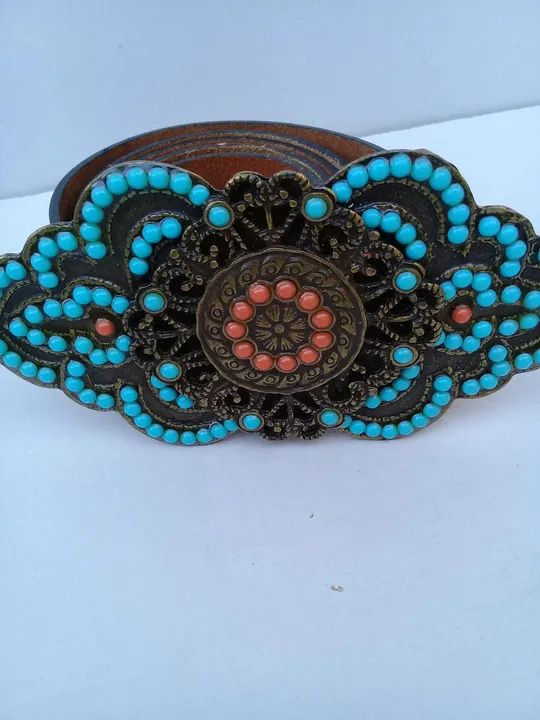 Cinto Fem Pedraria Couro Marrom