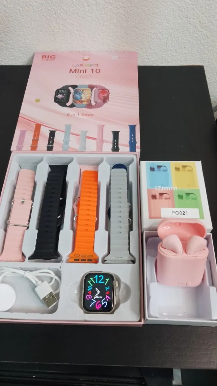 KIT SMARTWATCH 8 PULSEIRAS + FONE I7 ROSA - Foto 3