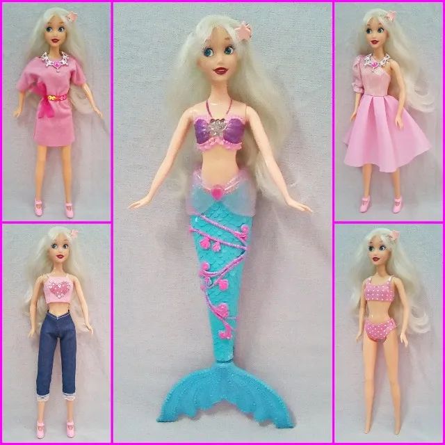 Boneca Sereia Musical + Corpo Extra Estilo Barbie, Roupas e Acessórios