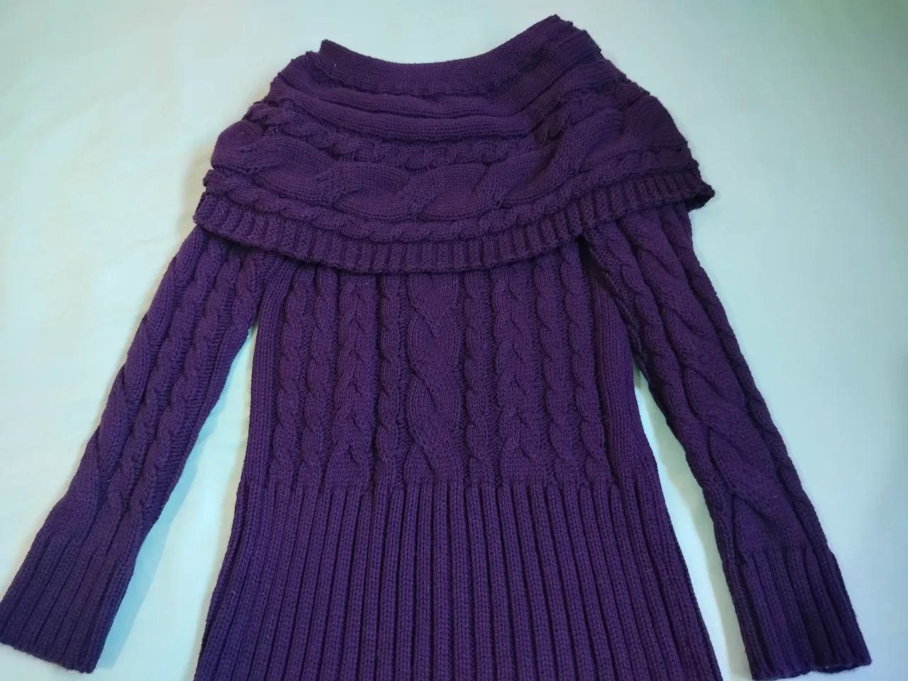 Vestido de Tricô Roxo com Gola Alta - Foto 2