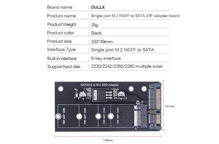 Adaptador conversor M.2 ngff ssd para sata 3 3.0disco de estado sólido 2230 2280 COD-AM617 - Foto 3