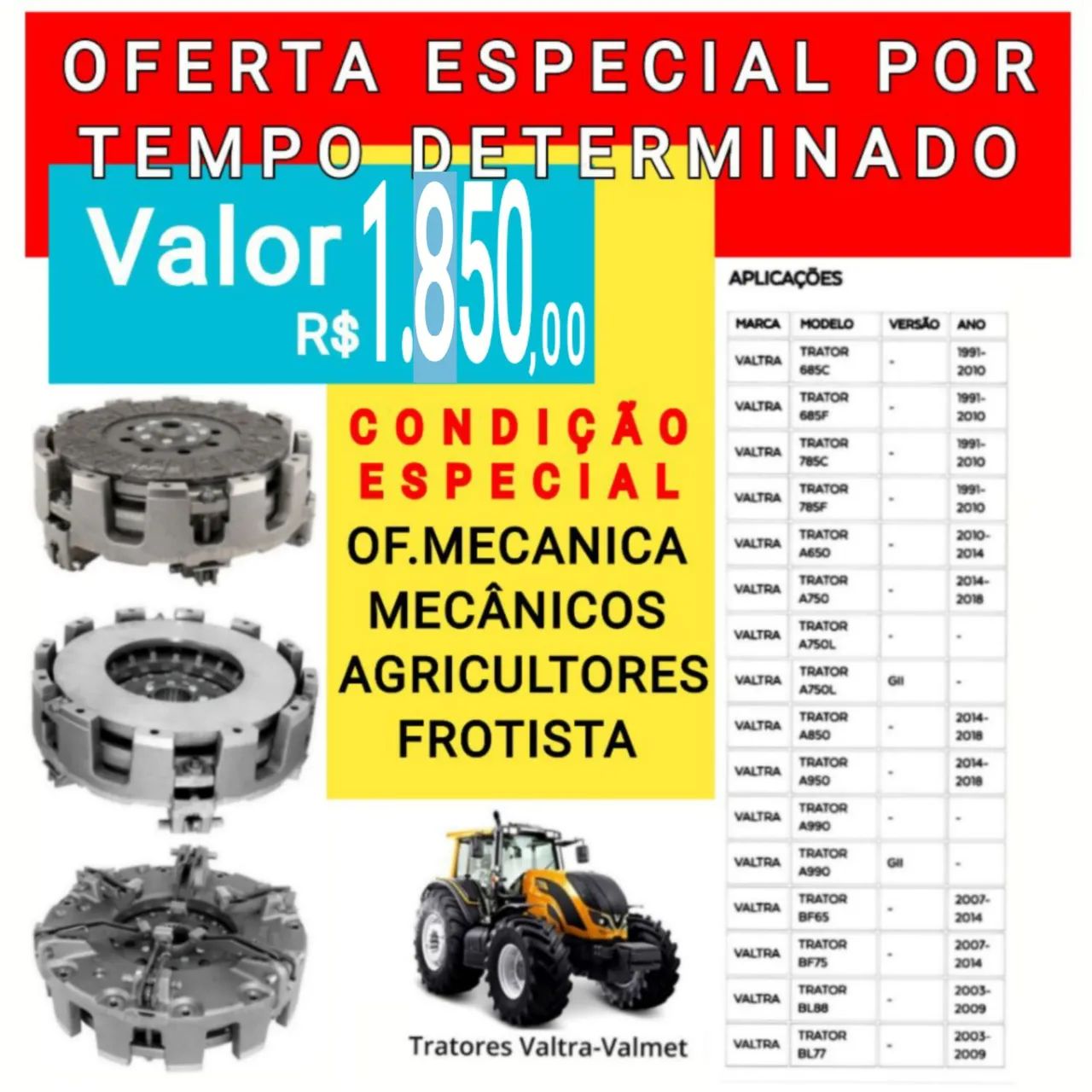 EMBREAGEM DUPLA DO TRATOR VALMET 600-700-800-900 VALTRA - Peças para  tratores e máquinas - Niterói, Canoas 1420950645 | OLX