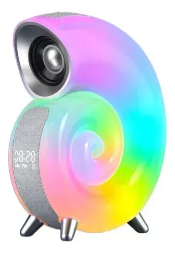 Caixa De Som Concha Bluetooth Música Led Luz Inteligente