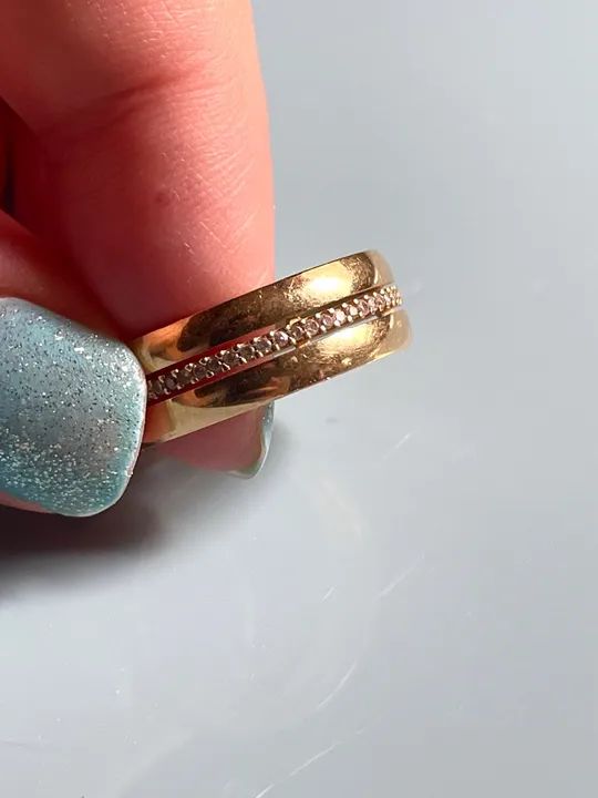 Anel Vivara aliança ouro 18k com diamantes Aro 16  - Foto 2