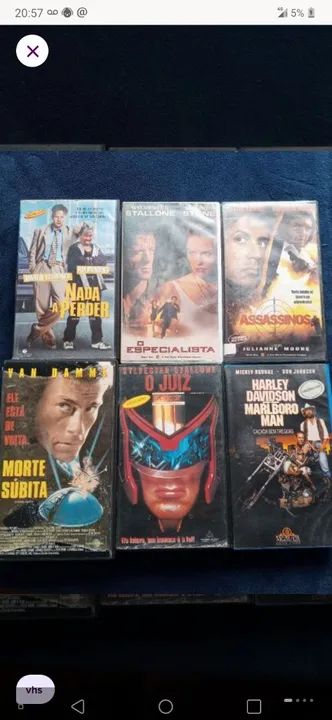Lote de 7 Filmes VHS - Ação e Suspense
