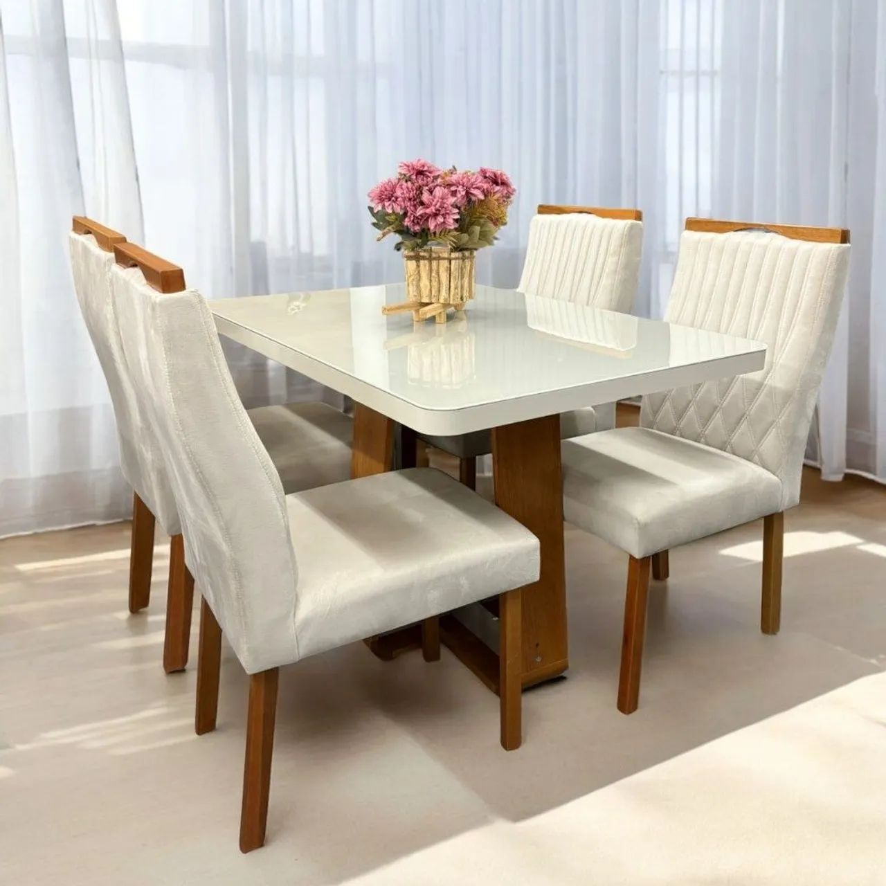 MESA JANTAR SUPER SOFISTICADA COM 4 CADEIRAS EM MADEIRA MACIÇA SURPREENDA-SE!! 626TT8 - Foto 3