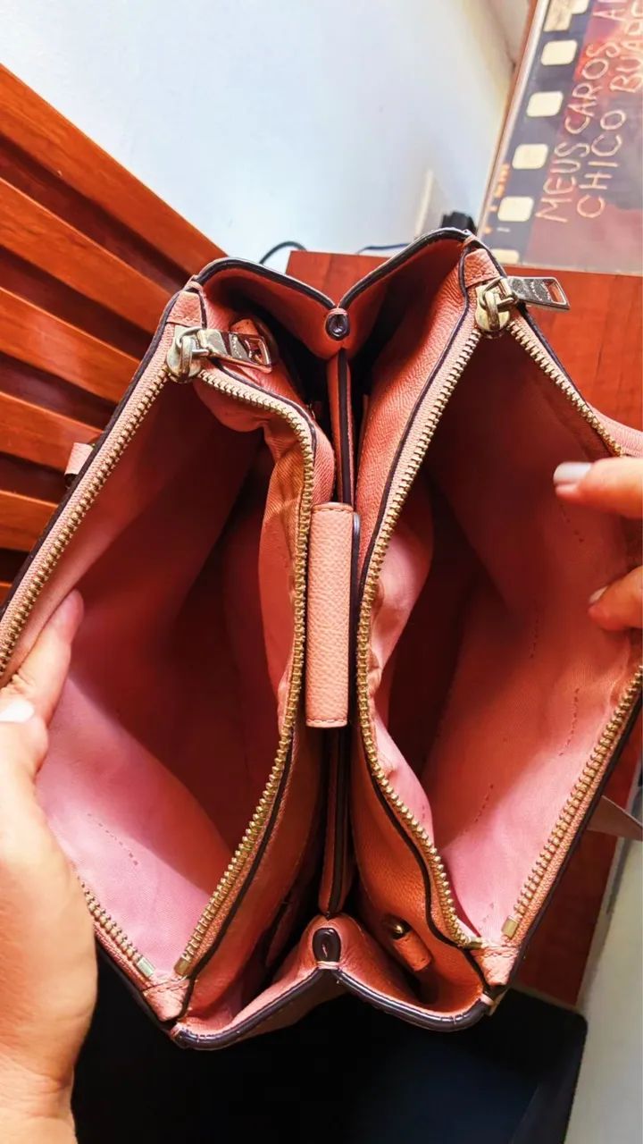Bolsa Coach original, couro legítimo. rosa - Foto 4
