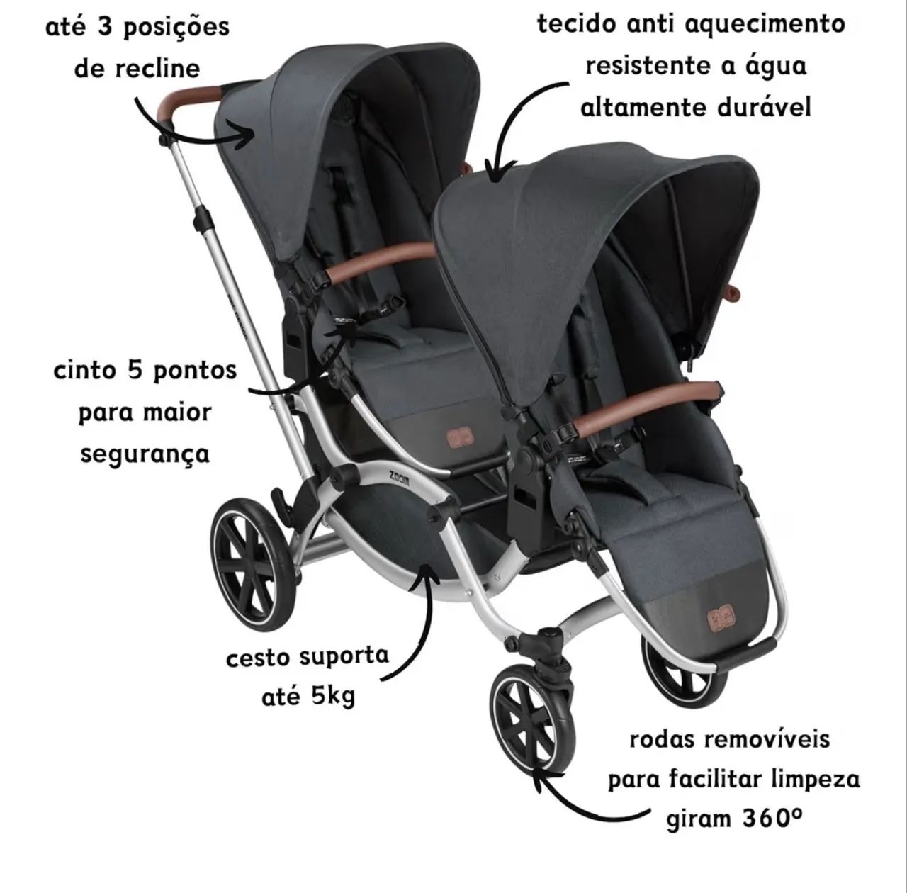Carrinho bebê gêmeos ABC design - Foto 5