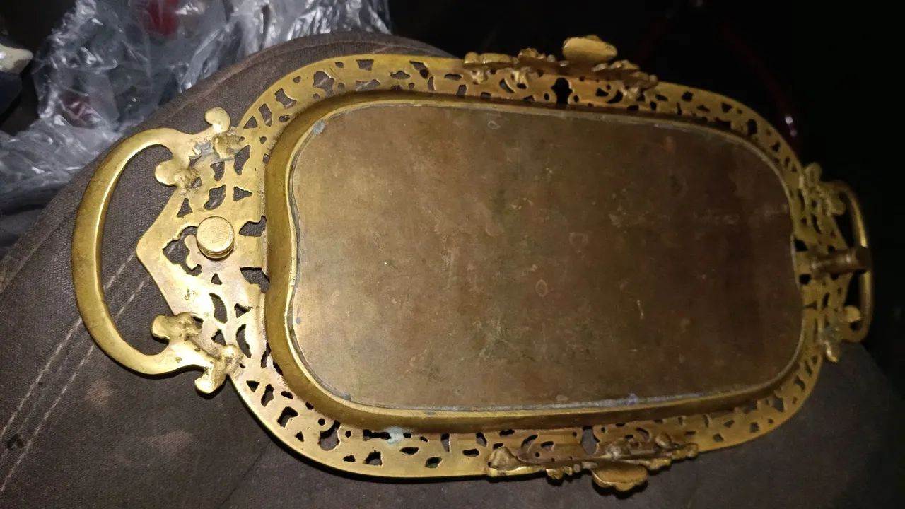 Bandeja ovalada metal tipo Bronze (antiguidade) - Foto 4