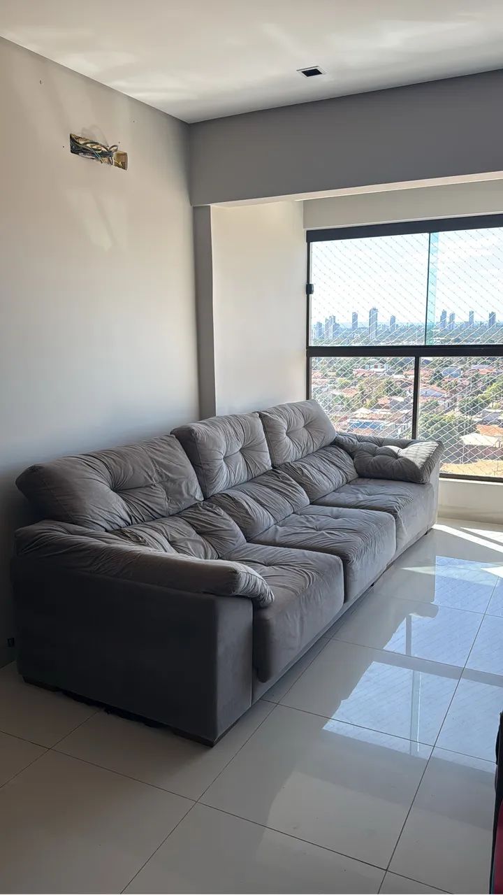 Sofá Retail e reclinál tecido suede, 2,84Mx 1 fechado 