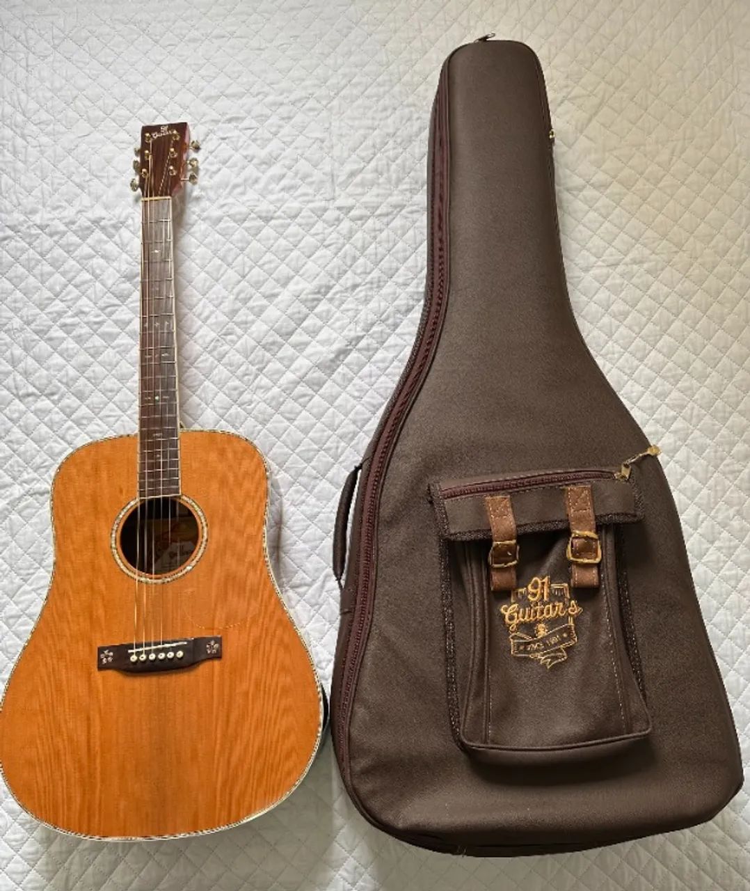 Violão 91 Guitars PD15 Folk Sólido + Captador LR Baggs M1 + Semi Case Luxo (Estado de Novo