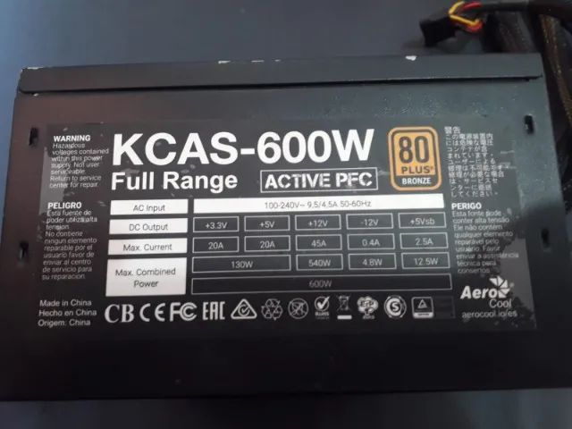  Fonte Aerocool KCAS-600W 80 Plus Bronze Active PFC - Foto 3