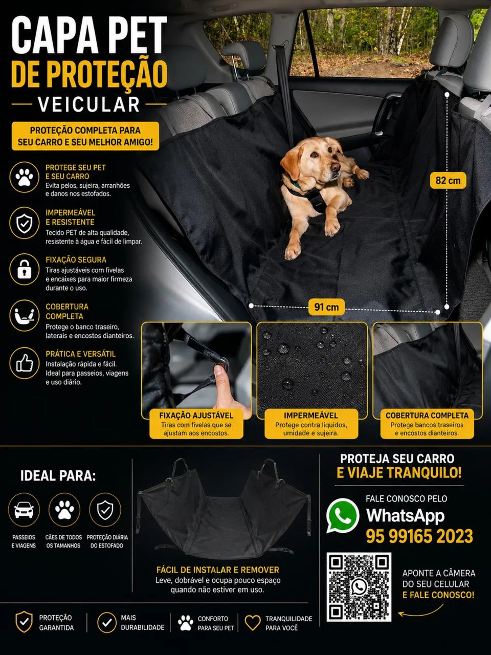 Capa Pet proteção banco de carro  - Foto 2