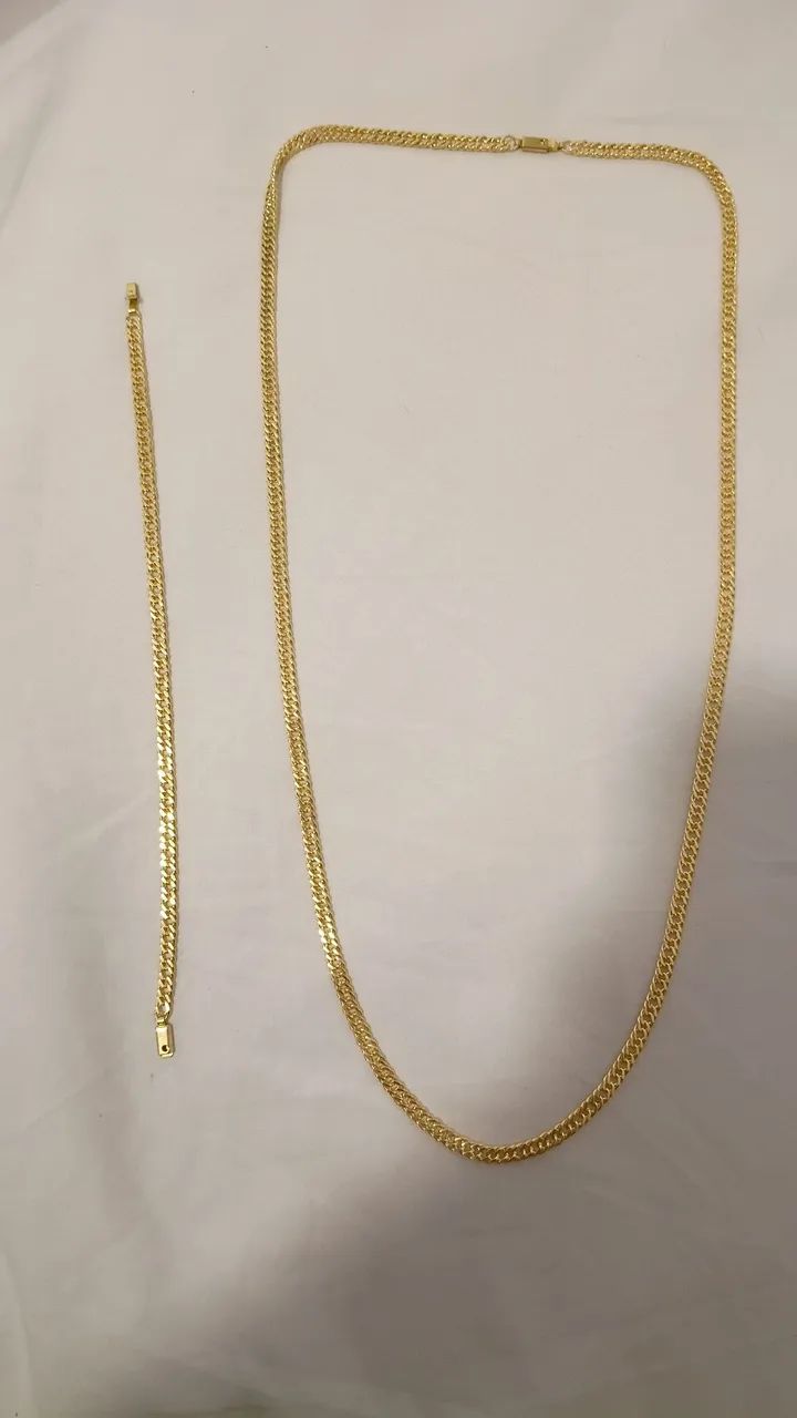 Corrente e pulseira de moeda antiga 4mm 