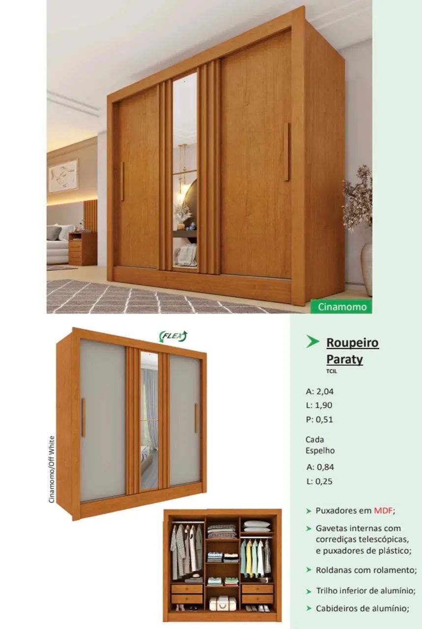 Guarda Roupa com espelho - Promoção 