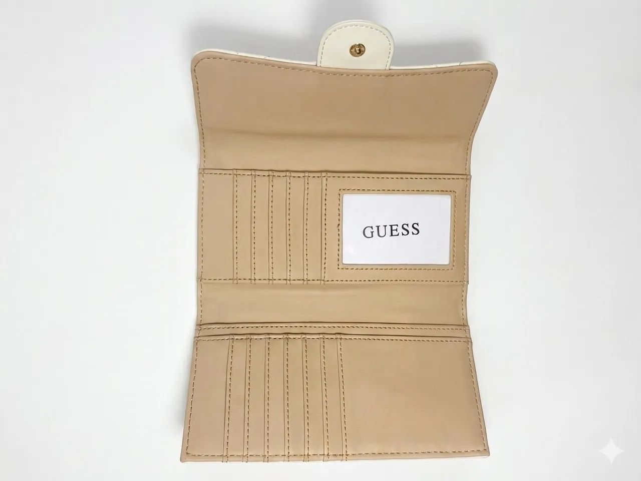 Carteira Guess Tri-fold / Off-white com dourado - Foto 3