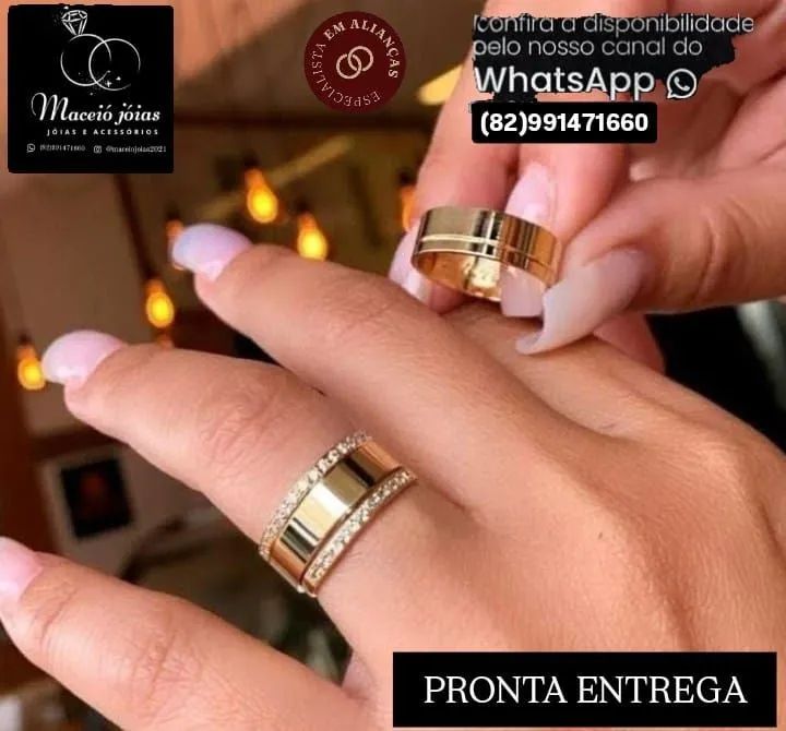  ALIANÇAS NOIVADO E CASAMENTO BANHADAS A OURO 18KILATES  - Foto 5