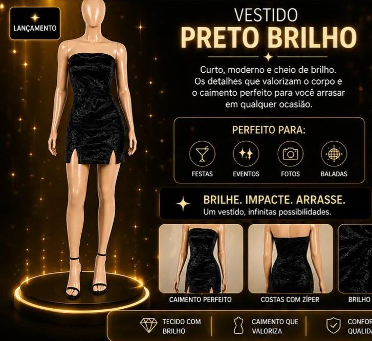 Vestido Preto Brilho