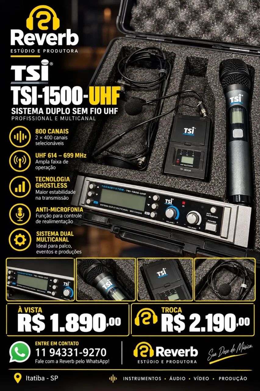 Sistema microfone sem fio completo  - Foto 5
