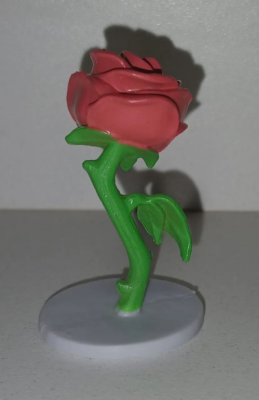BONECO MINIATURA DISNEY A BELA E A FERA ROSA FLOR - Foto 2