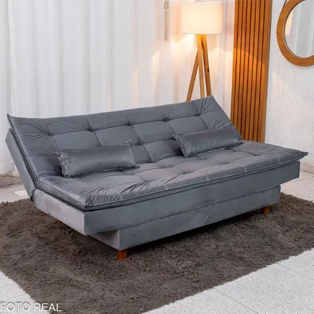 Sofa Cama Premium Veludo Cinza 1,80m. Pronta Entrega. 0302 - Foto 3