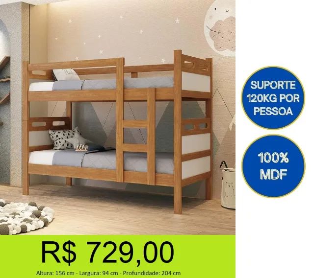 Beliche 100% MDF Duas camas