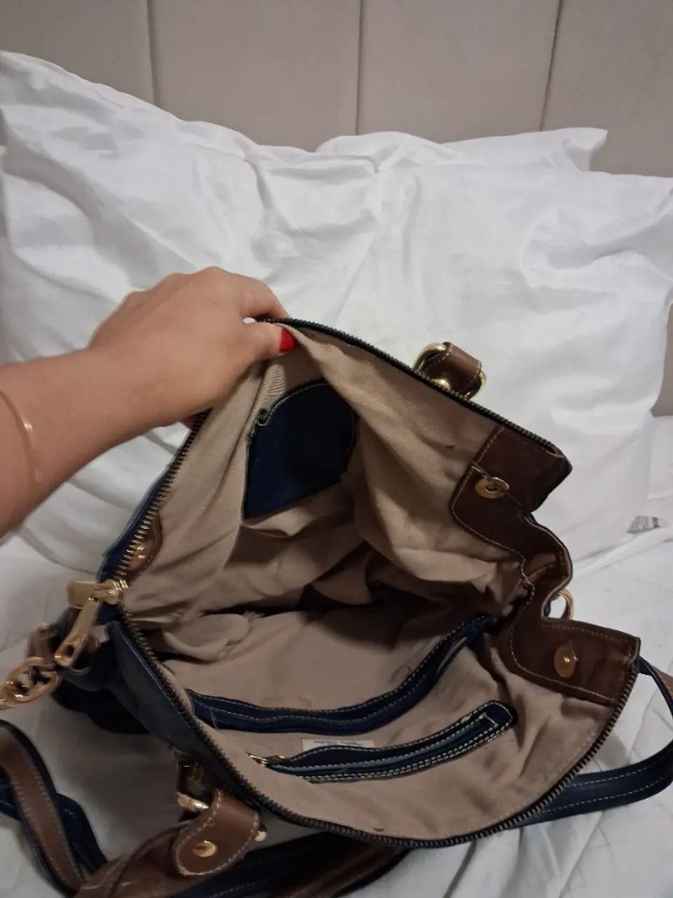 Bolsa de ombro azul couro legítimo  - Foto 2