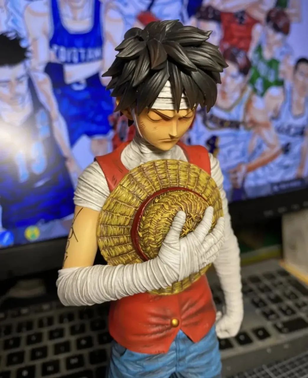 Boneco Luffy Chapéu de palha One Piece Miniatura 28cm - Foto 3