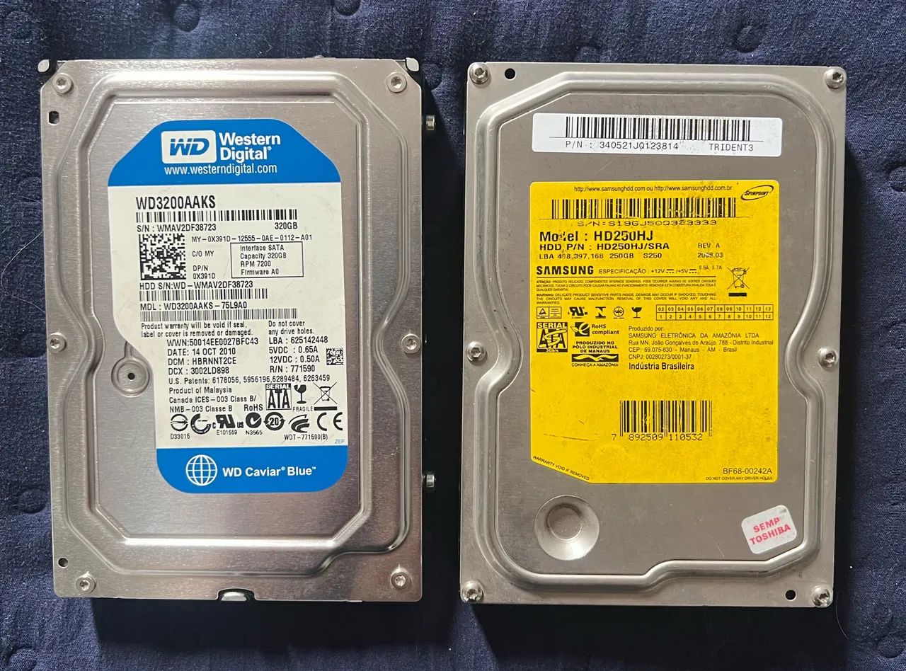 Dossページ Dois HDs de 320gb e 250gb ambos testados - Armazenamento - Vila