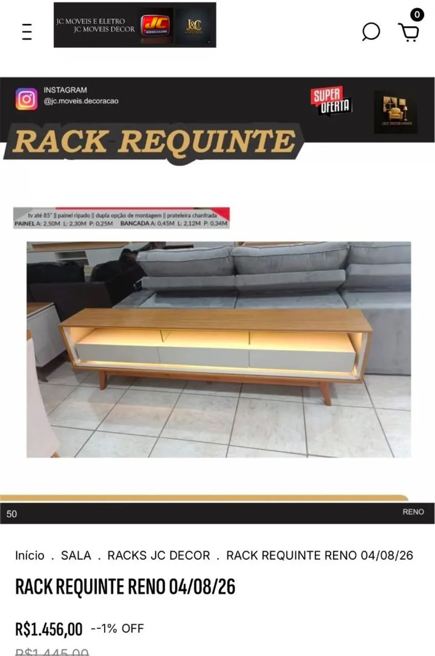 RACK REQUINTE COM LED MDF