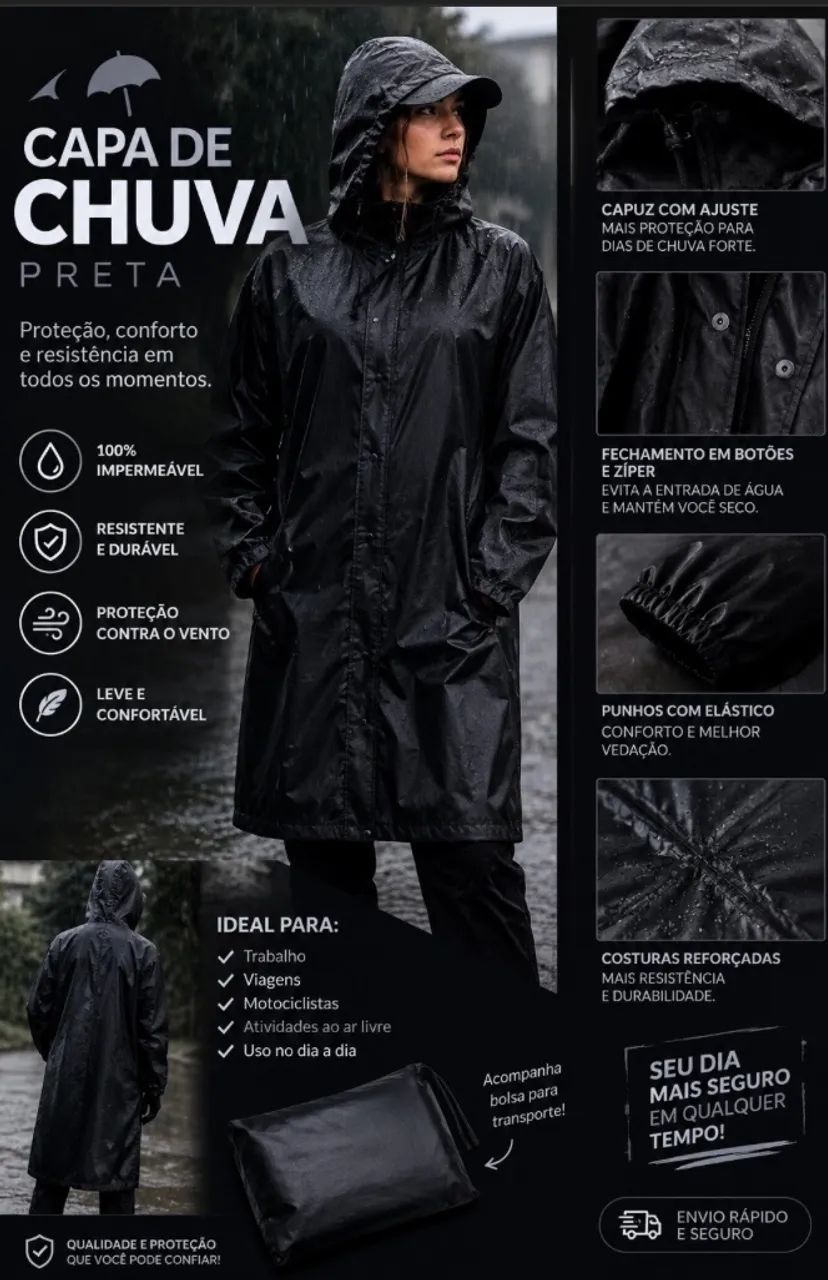 Capa de chuva resistente 