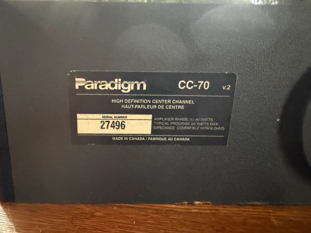 Canal central Paradigm CC70 - Aparelhos de Som - Setor Sudoeste ...