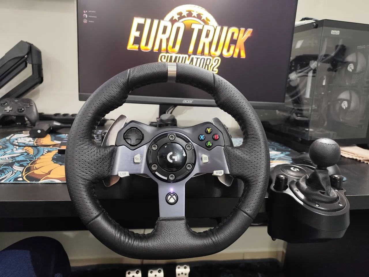 Volante Logitech g920 com cambio e mod