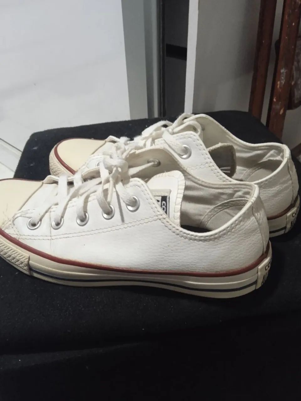 Tênis converse all Star 34 de couro branco em ótimo estado 