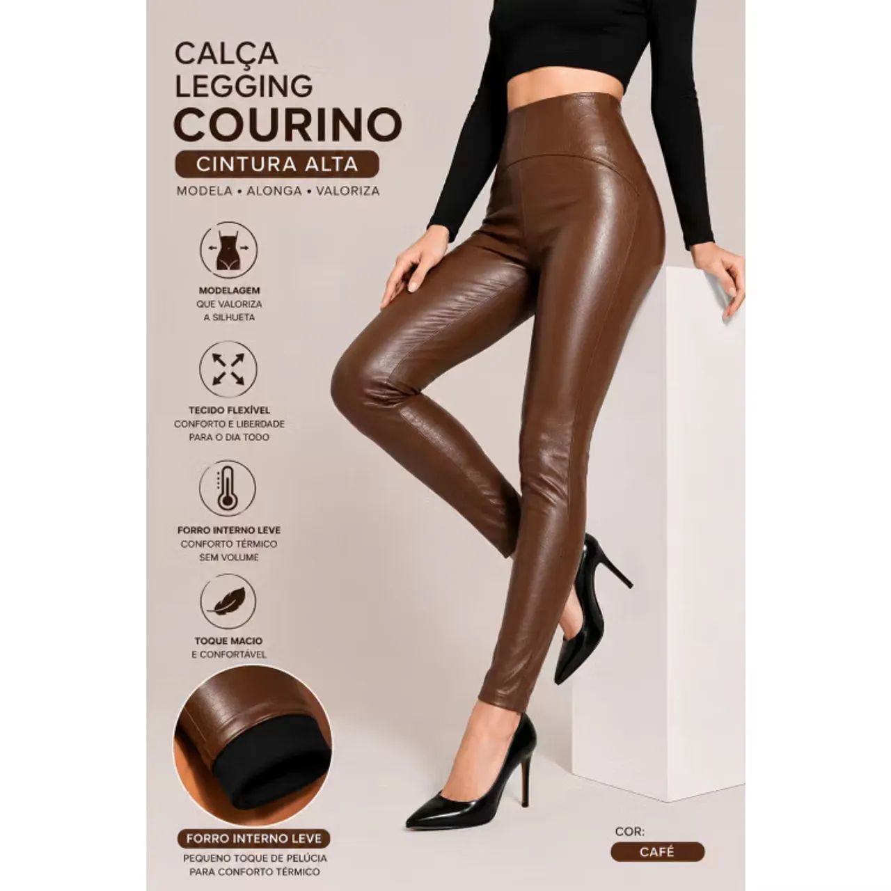 Calça PU flanelada  - Foto 3
