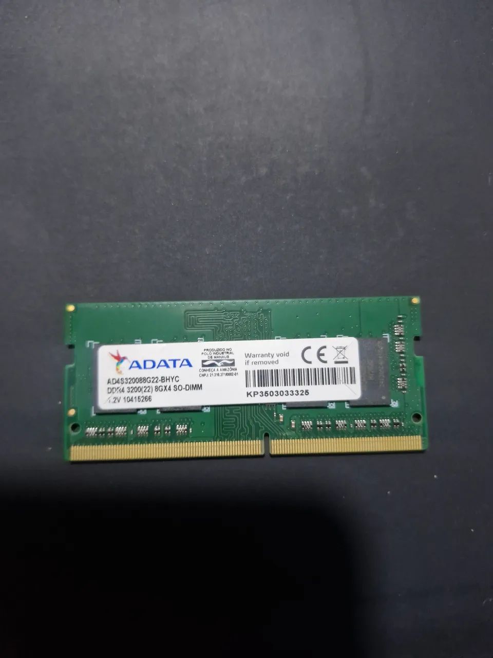 Memória RAM 8GB DDR4 3200MHz ADATA para Notebook