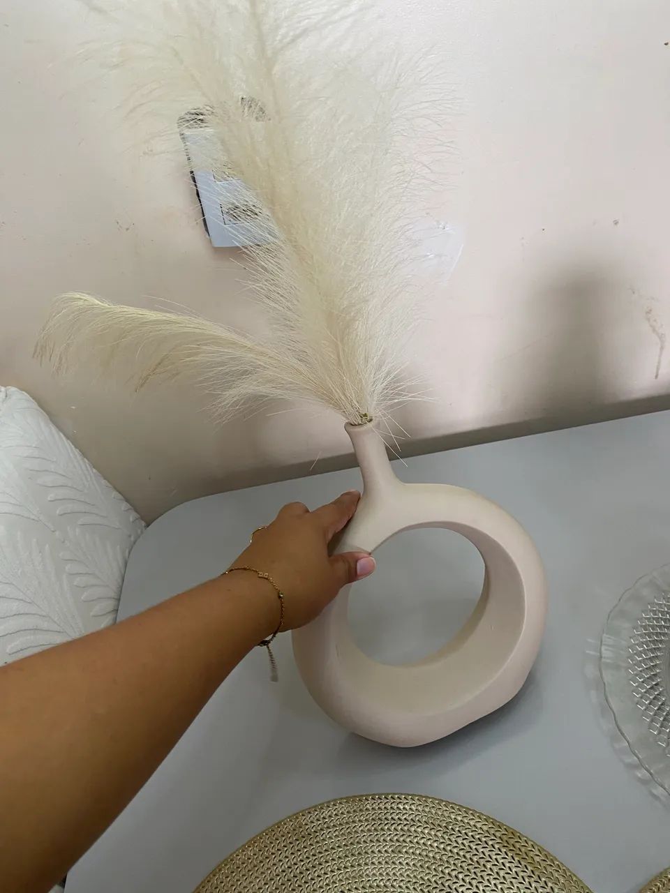 Vaso decorativo com plumas - Foto 5