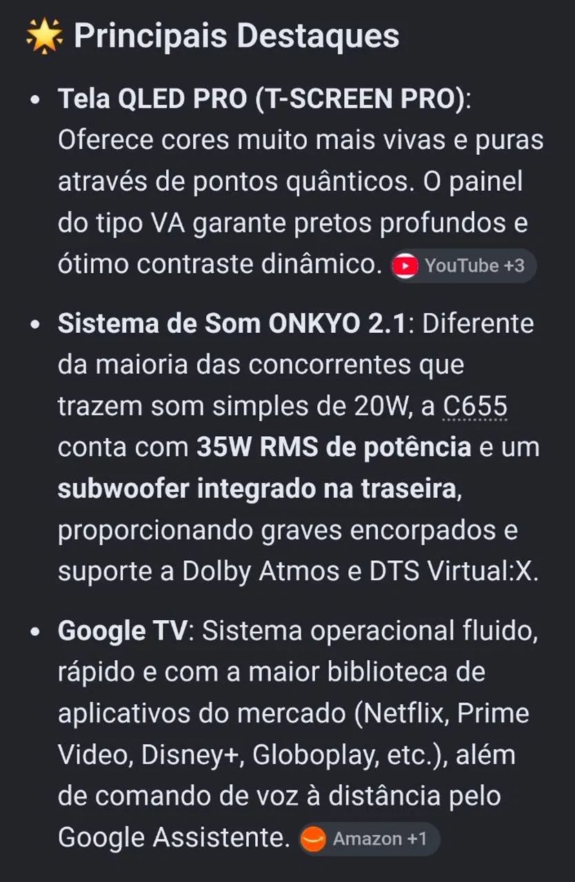 Smart TV 55" TCL QLED 4K (Modelo 55C655) - Praticamente Nova! - Foto 3