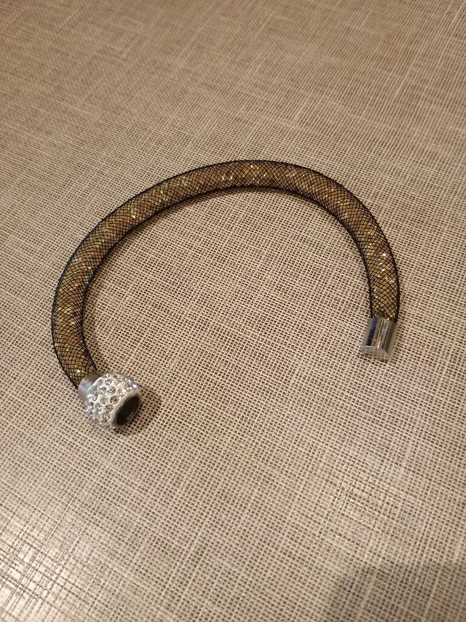 Pulseira com cristais dourados e strass | estilo Swarovski - Foto 4