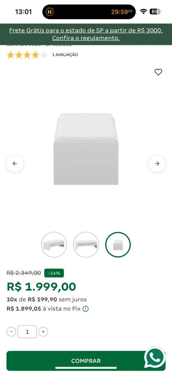 Cama de solteiro em MDF branco da Tok Stok- Usada  - Foto 5