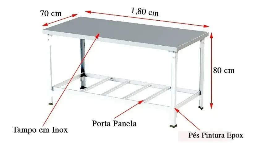 Mesa Inox 1,90 x 0,70 x 0,85 - Foto 2
