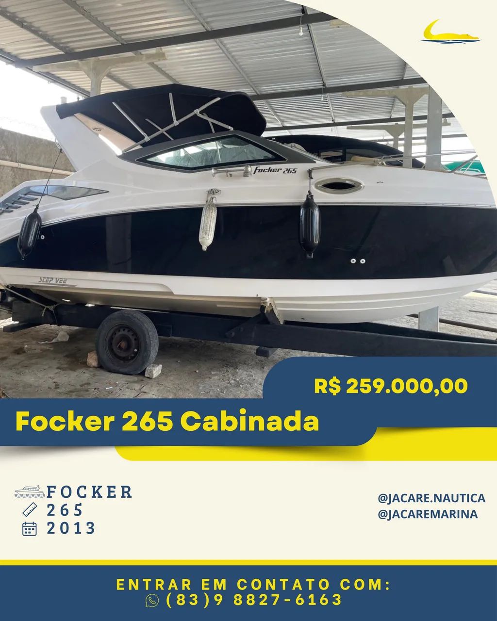 Lancha Focker 265 Cabinada 