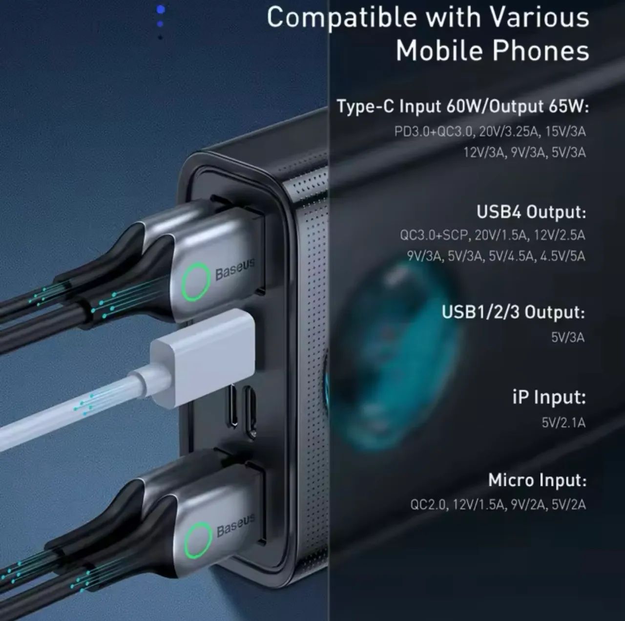 Carregador portátil Baseus 65w - Foto 5