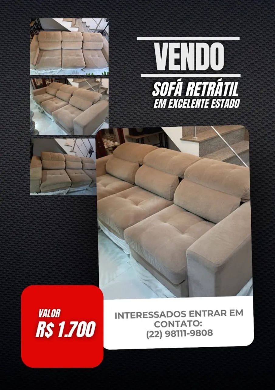 Vendo sofá retrátil em excelente estado 