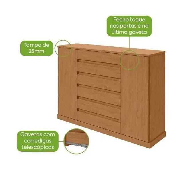 Cômoda Vedra para Quarto com 2 Gavetas - Foto 2
