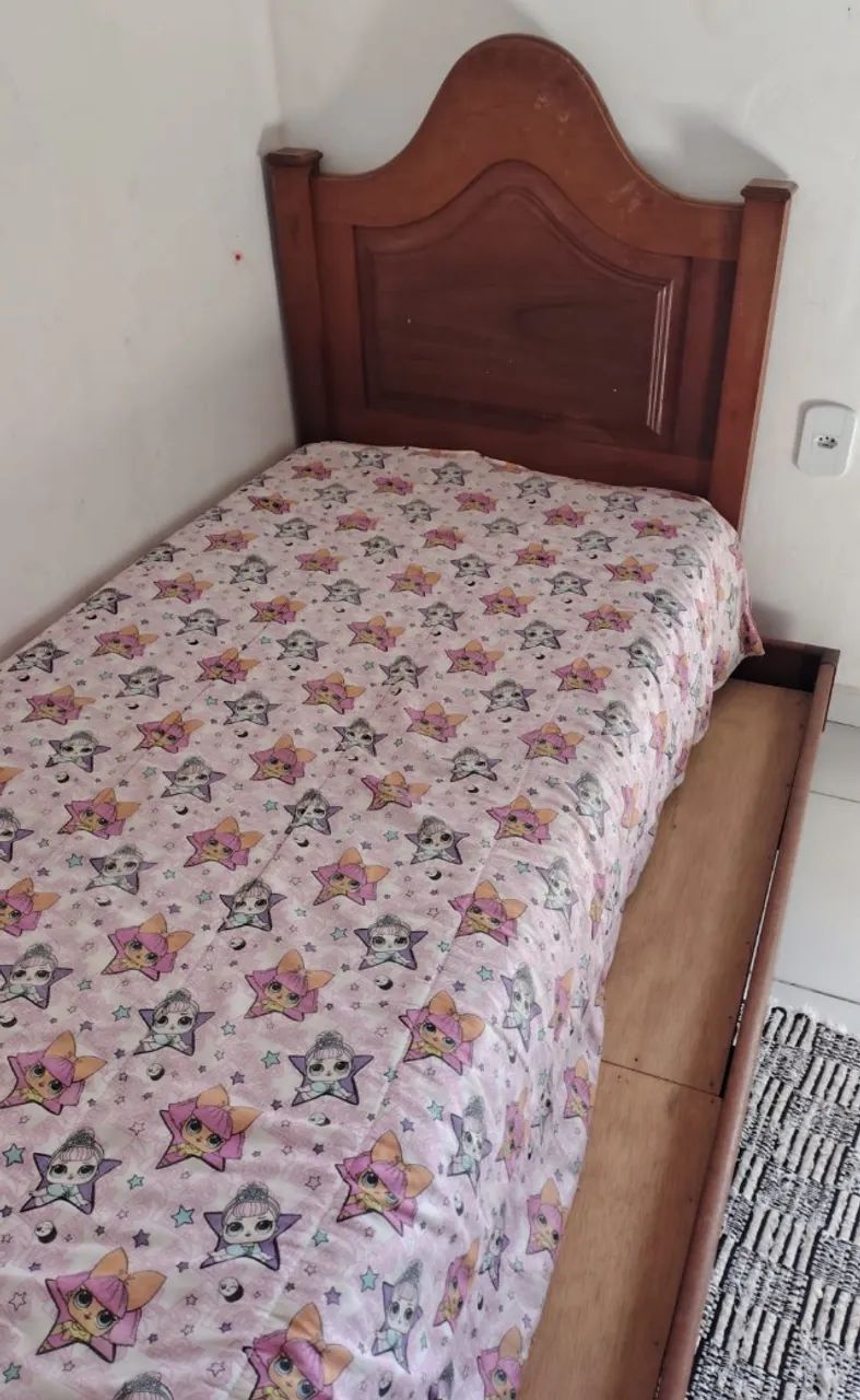 Bi Cama solteiro madeira maciça + colchão 