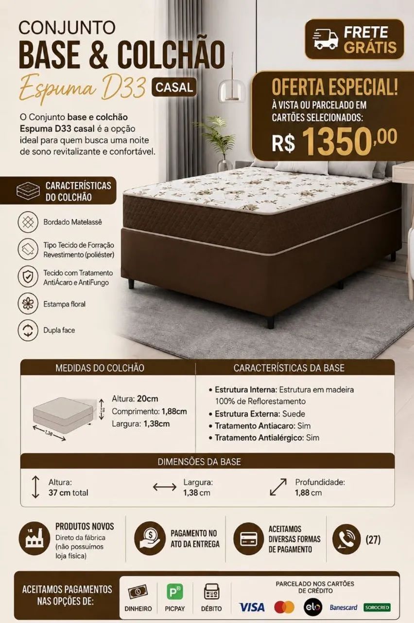 Cama box casal espuma D33 novo  - Foto 2