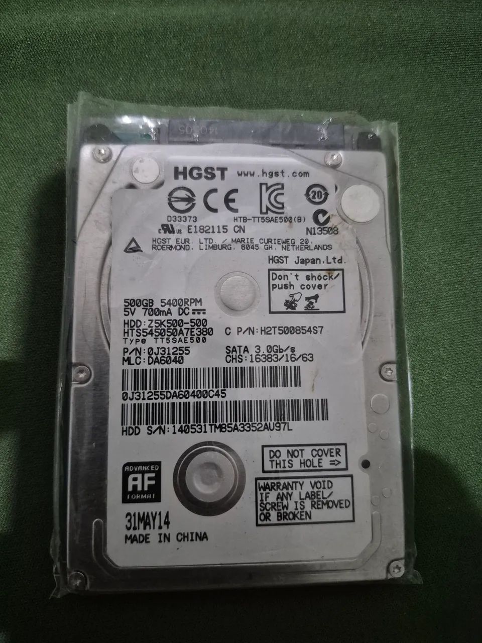 HD HGST 500Gb 2,5"65126769159170120