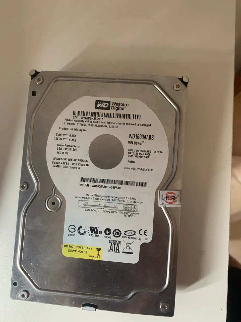 Hd de 160gb com defeito